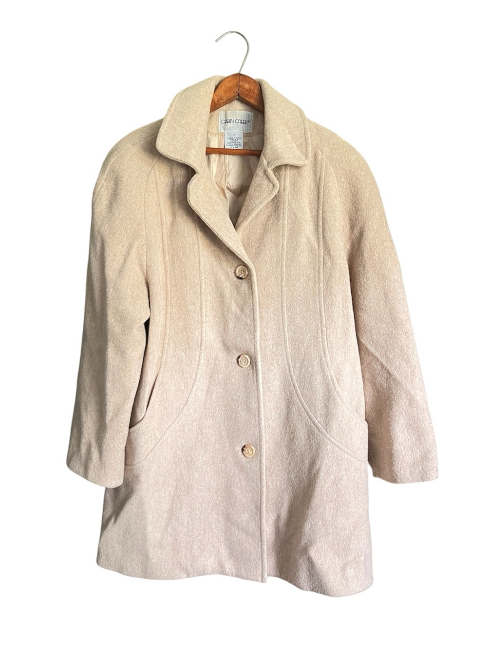 Vintage Cabin Creek cream color wool coat women’s size 8
